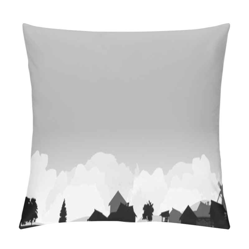 Personality  Landscape With Trees And Village Pillow Covers