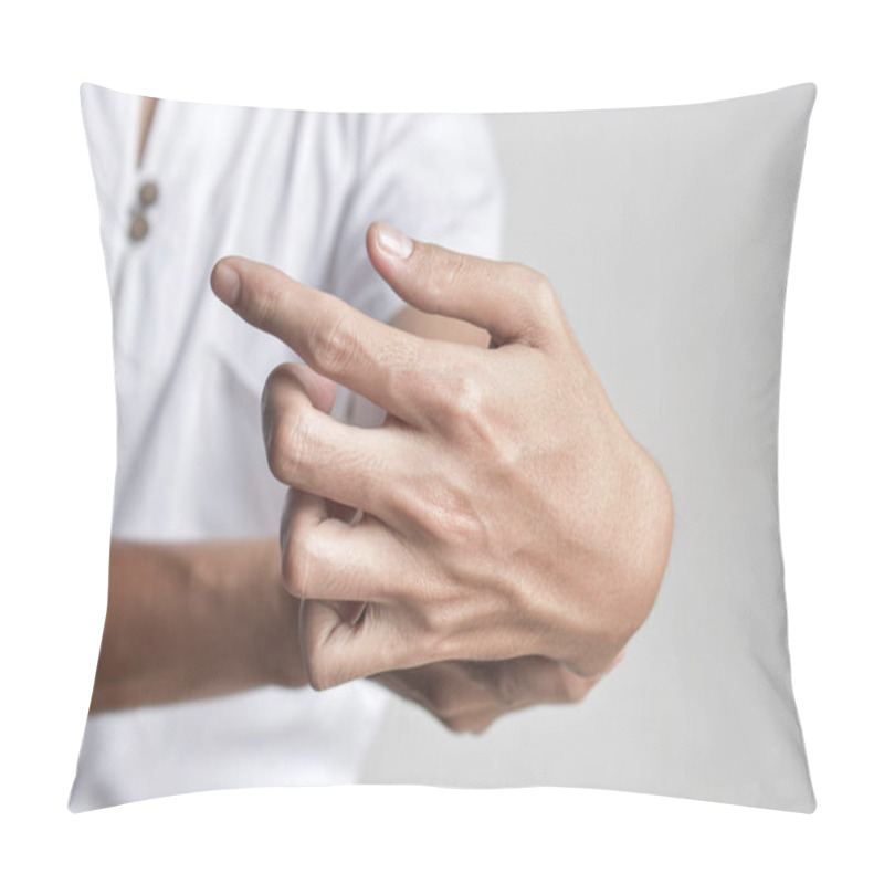 Personality  Fingers Rigidity, Hand Muscles Spasm, Or Weakness Of Digits. Closeup View. Pillow Covers