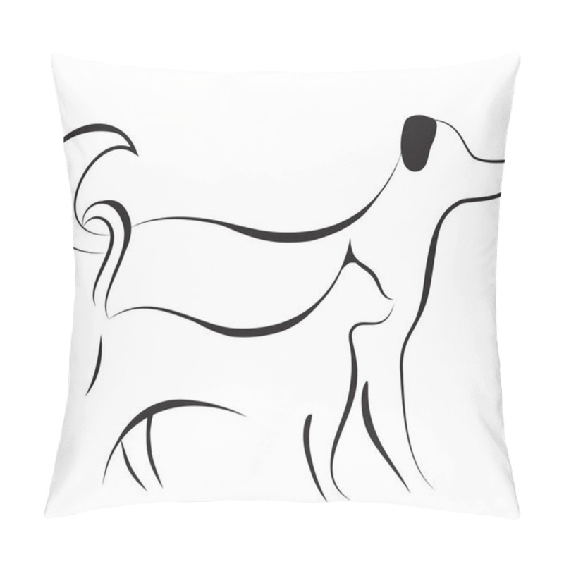 Personality  Cat And Dog Sketch Vector Pillow Covers