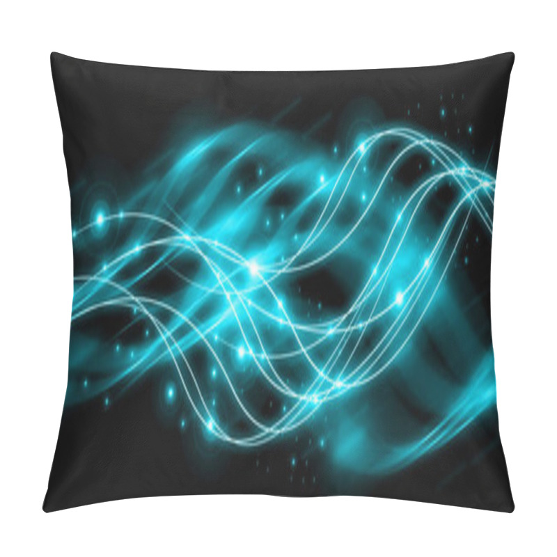 Personality  Abstract Background With Connected Lines And Dots For Your Design. Smooth Lines, Beautifully Intertwined, Shining Dots And Flashes On A Dark Background Pillow Covers