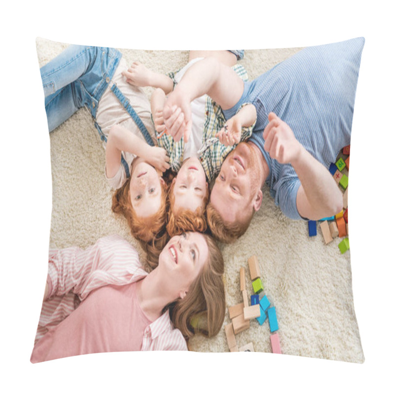 Personality  Happy Family Lying On Floor Pillow Covers