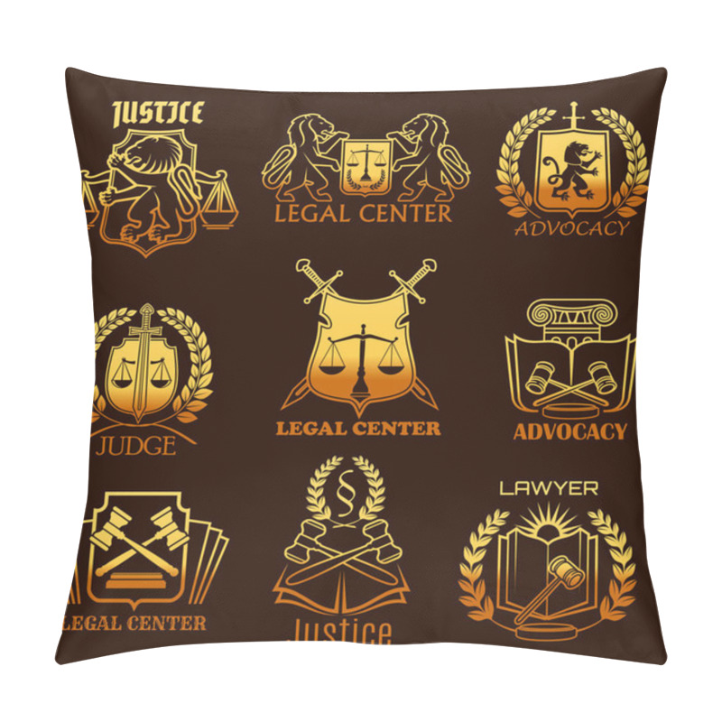 Personality  Advocacy Lawyer Vector Gold Icons Of Legal Justice Pillow Covers