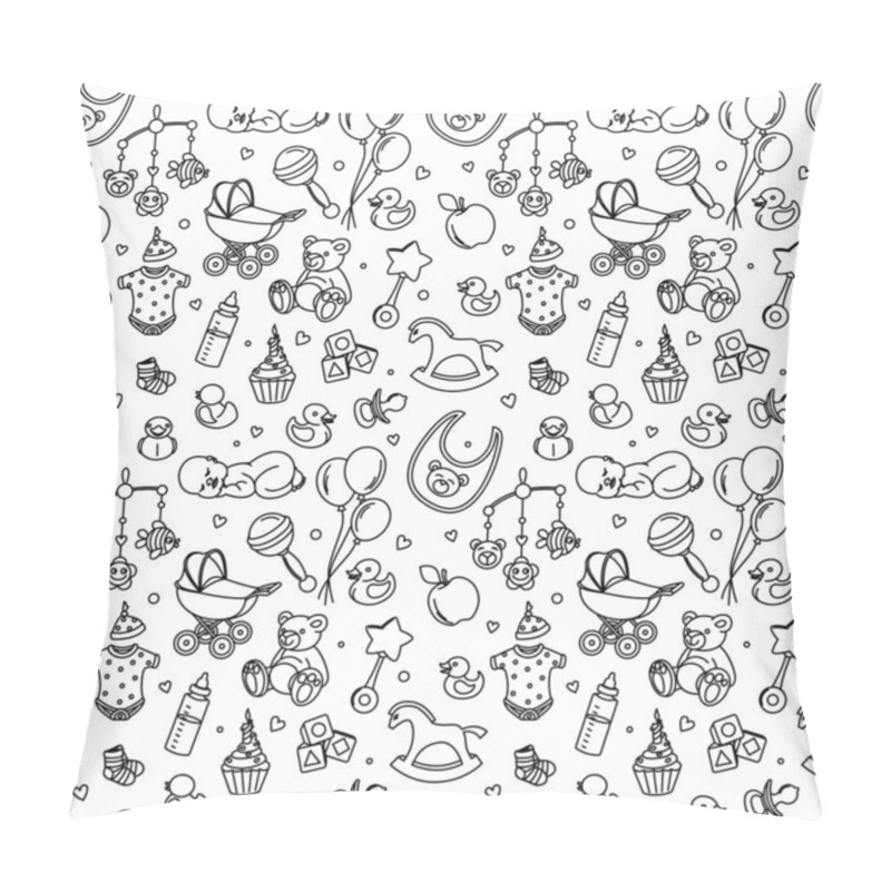 Personality  Newborn Baby Shower Seamless Pattern Boy Girl Birthday Celebration Party Pillow Covers