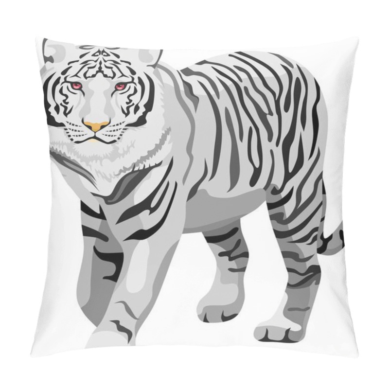 Personality  White Tiger Mammal Animal Vector Pillow Covers