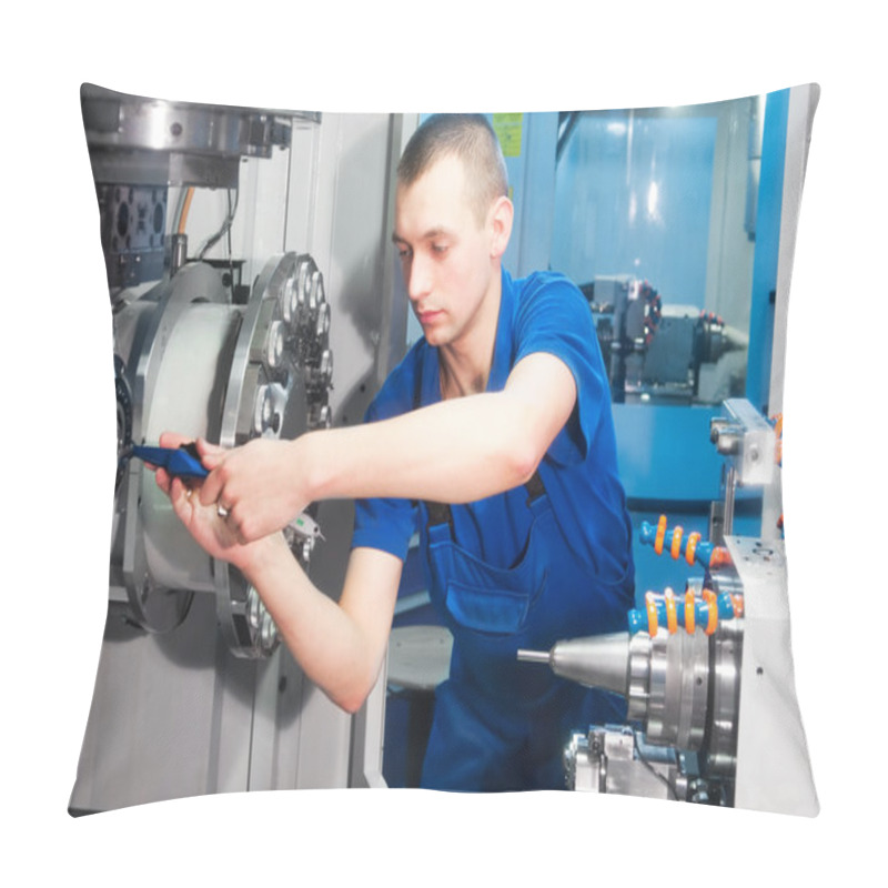 Personality  Worker Operating CNC Machine Center Pillow Covers