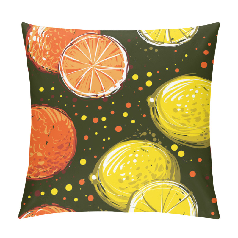 Personality  Lemons And Oranges Are Hand-drawn. Vector Seamless Pattern  Pillow Covers