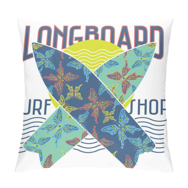 Personality  Surfboards With Tropical Design Retro Poster Pillow Covers