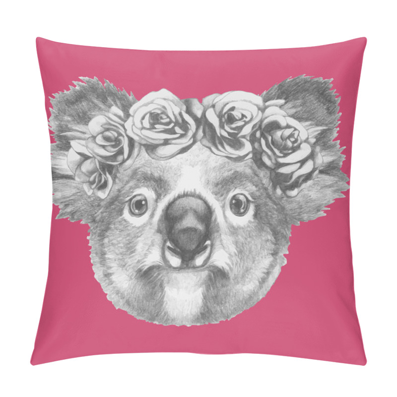 Personality  Koala With Floral Wreath Pillow Covers