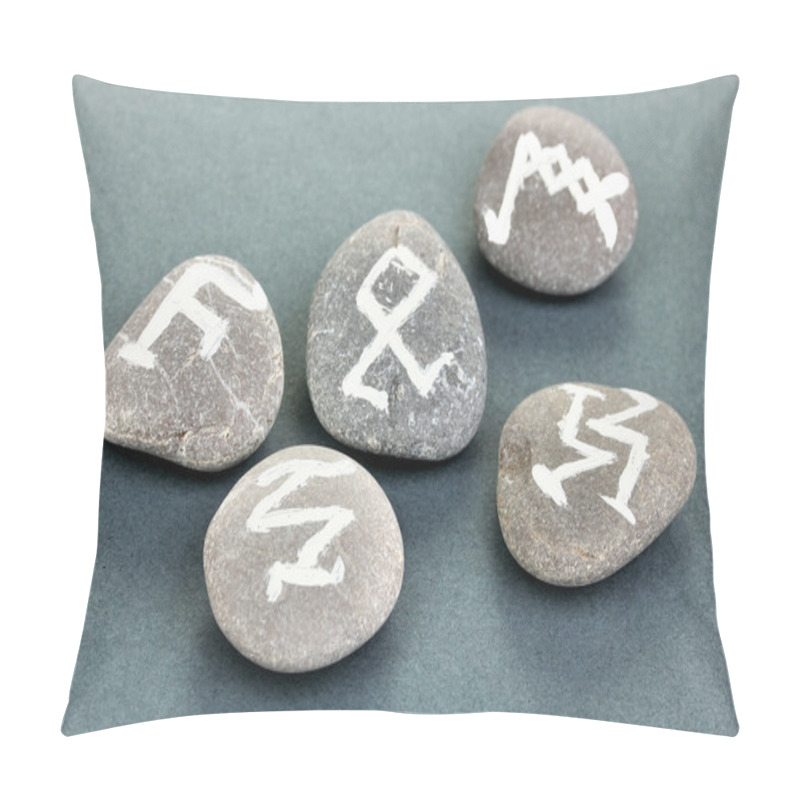 Personality  Fortune Telling With Symbols On Stones On Grey Background Pillow Covers