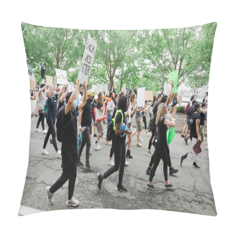 Personality  Hoboken, NJ / USA - June 5th, 2020: Black Lives Matter Peaceful Protest In Hoboken, NJ Hoboken, NJ / USA - June 5th, 2020: Black Lives Matter Peaceful Protest In Hoboken, NJ  Pillow Covers