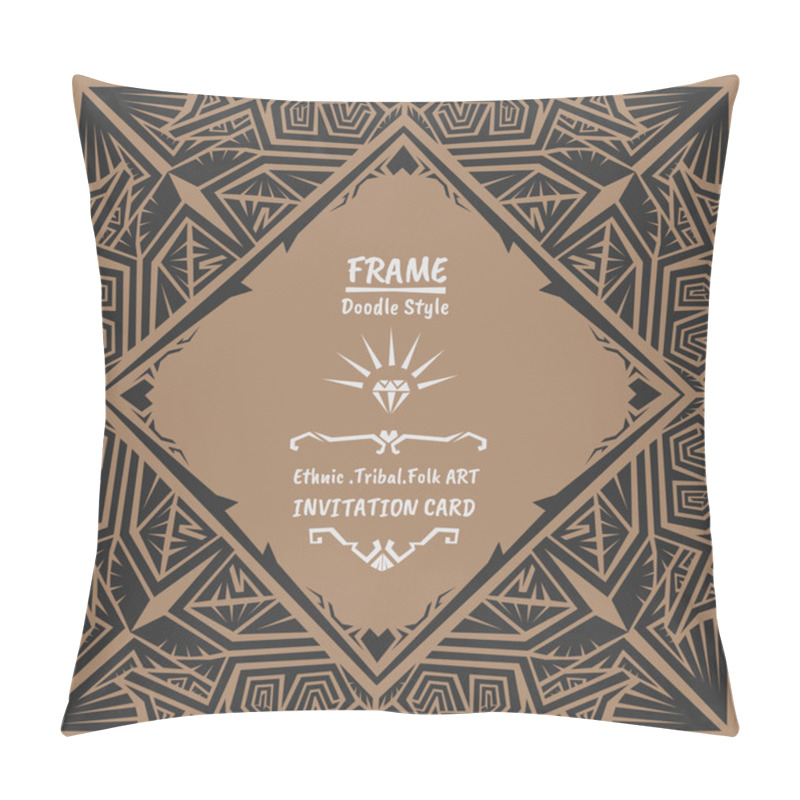 Personality  Abstract Doodle Vector Tribal Ethnic Style Frame Pillow Covers