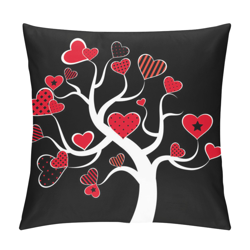 Personality  Valentine Love Tree Leaf From Hearts. Vector Pillow Covers