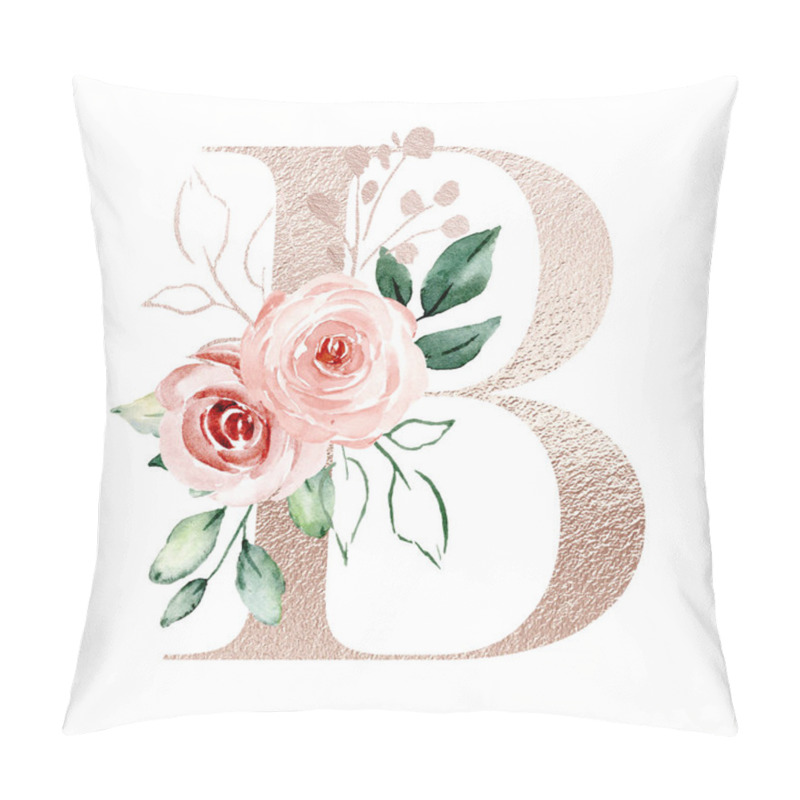 Personality  B Symbol  Letter With Floral Design On White Background Pillow Covers