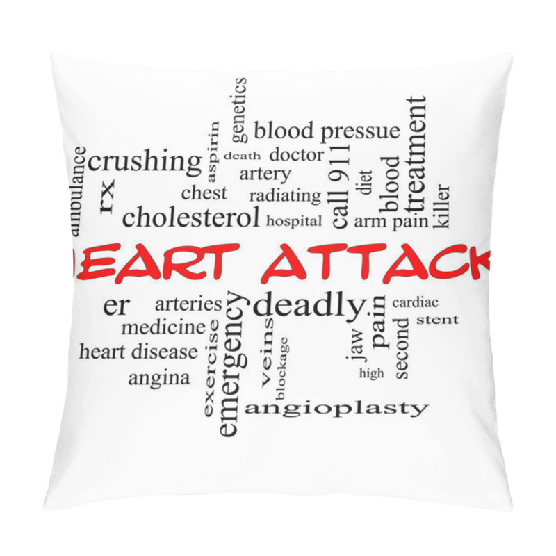 Personality  Heart Attack Word Cloud Concept In Red Caps Pillow Covers