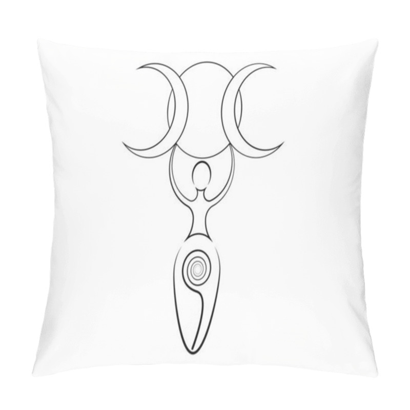 Personality  Spiral Goddess Of Fertility And Triple Moon Wiccan. The Spiral Cycle Of Life, Death And Rebirth. Woman Wicca Mother Earth Symbol Of Sexual Procreation, Vector Tattoo Sign Icon Isolated On White  Pillow Covers