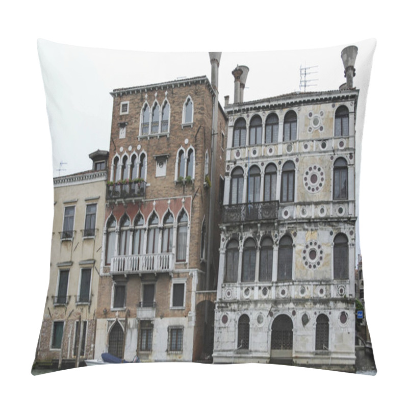 Personality  Colorful Facades Of Old Medieval And Historical Houses Along Grand Canal In Venice, Italy. Venice Is Situated Across A Group Of 117 Small Islands. Pillow Covers