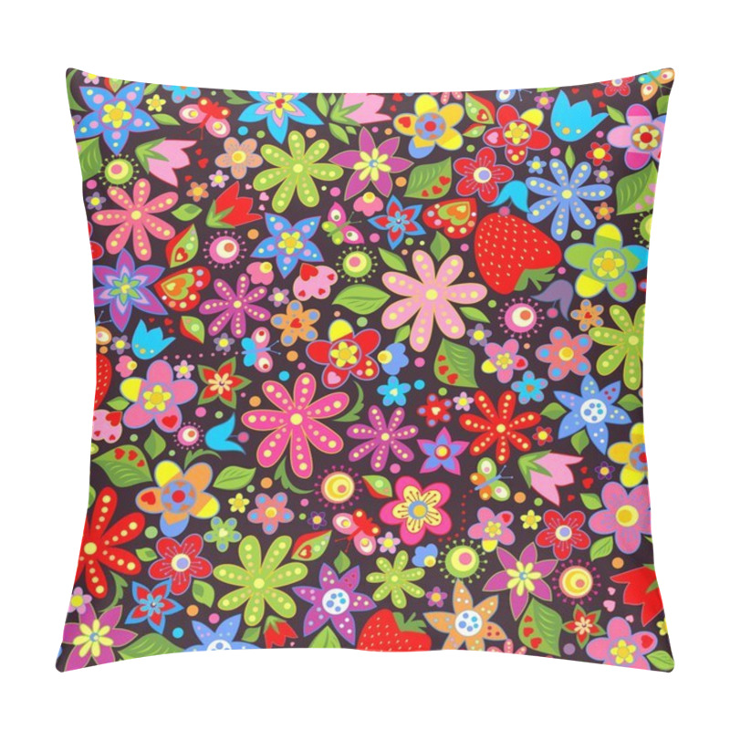 Personality  Spring Wallpaper With Flowers And Strawberry Pillow Covers