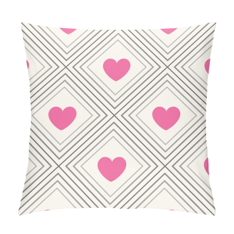 Personality  Seamless Geometric Pattern With Hearts. Vector Illustration Pillow Covers