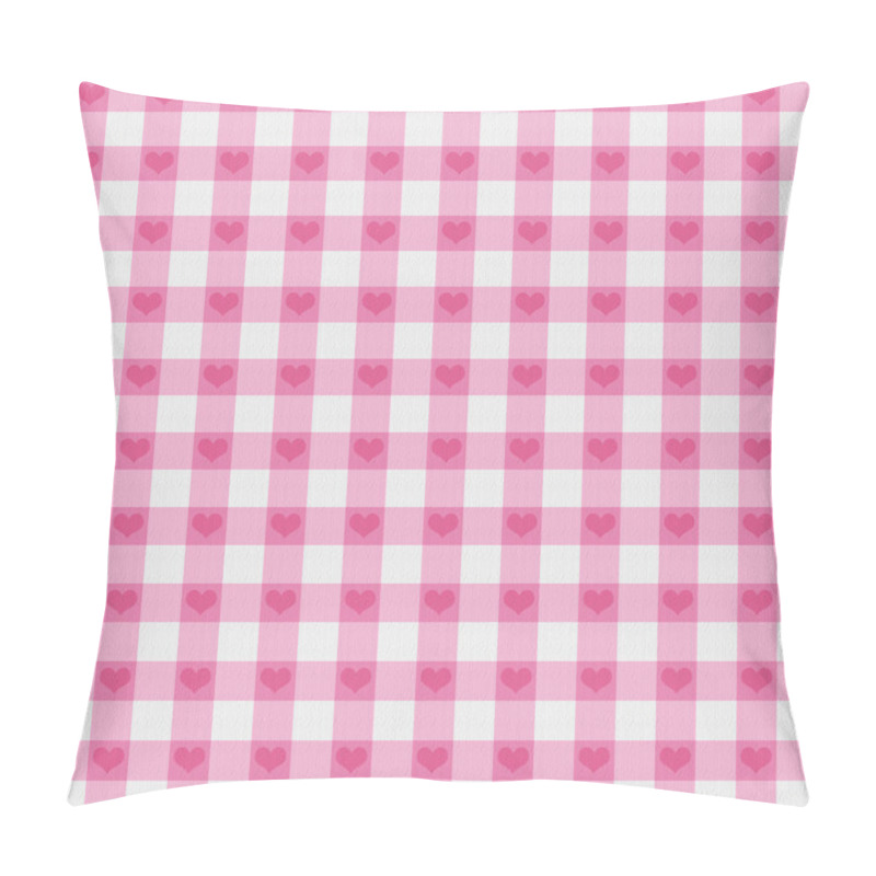 Personality  Pink Gingham Fabric With Hearts Background Pillow Covers