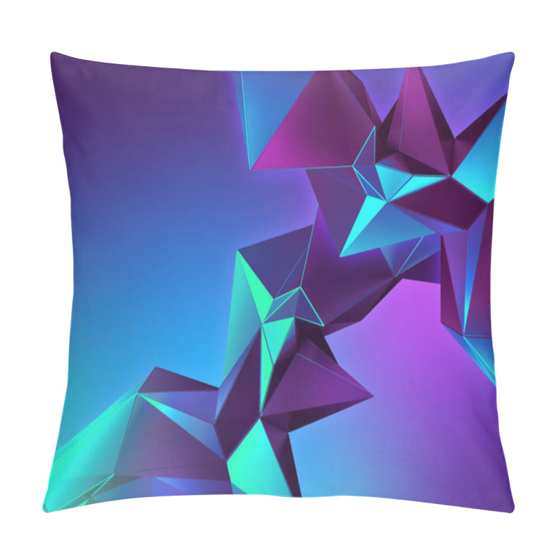 Personality  3d Neon Abstract Crystal Background, Ultraviolet Polygonal Shapes Pillow Covers