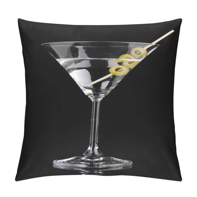 Personality  Martini Glass And Olives Isolated On Black Pillow Covers