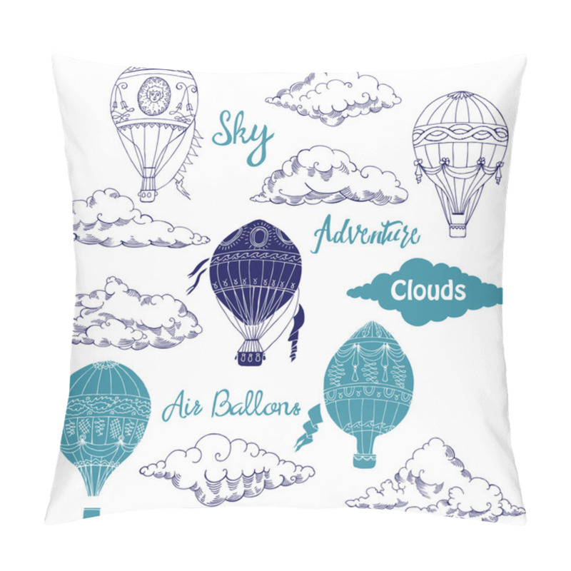 Personality  Background With Hot Air Balloons And Clouds Pillow Covers