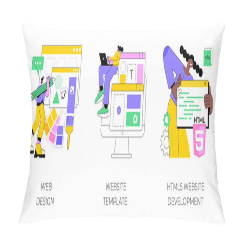 Personality  Website Building Service Abstract Concept Vector Illustrations. Pillow Covers