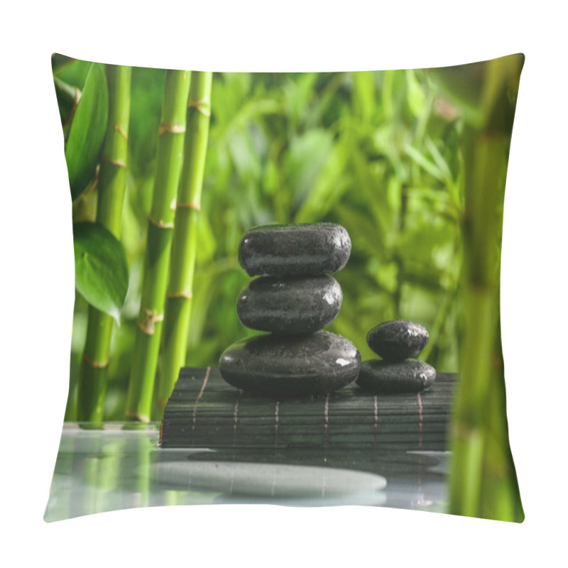 Personality  Stack Of Spa Stones In Green Garden Pillow Covers