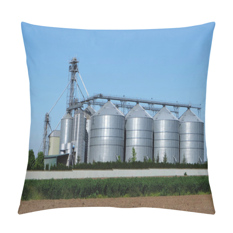 Personality  Silver Silos In Agricultural Field Pillow Covers