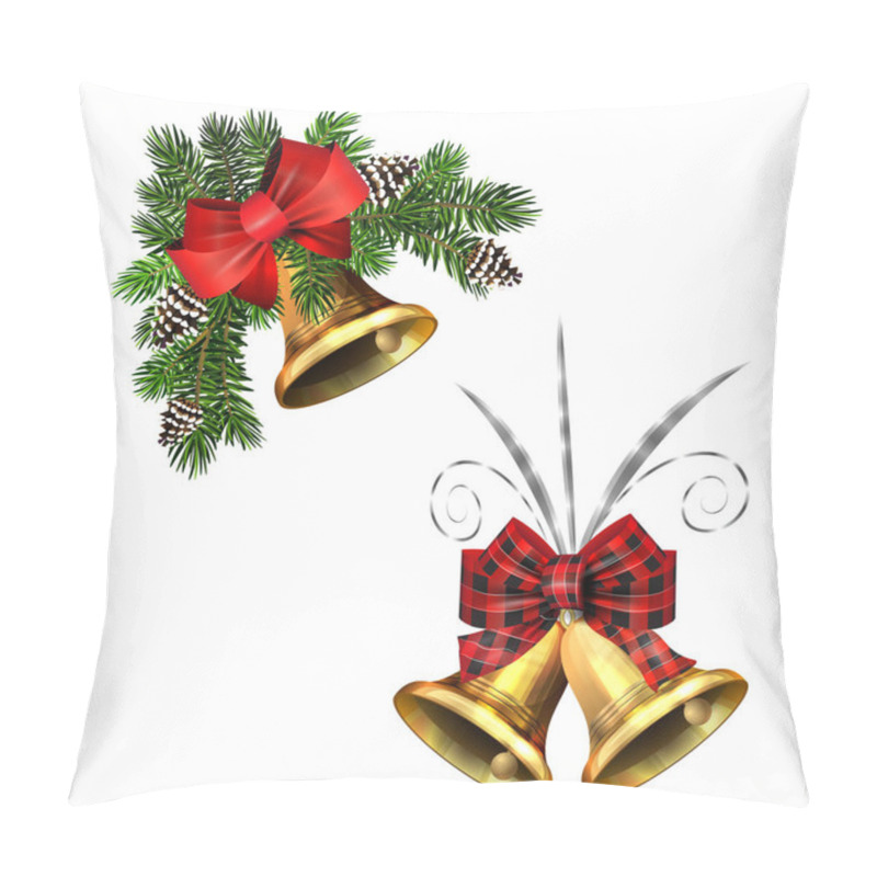 Personality  Christmas Decorations With Fir Tree Golden Jingle Bells Pillow Covers