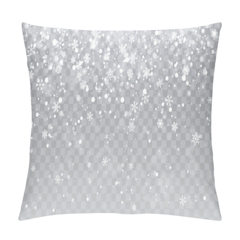 Personality  Christmas Snow. Falling Snowflakes On Transparent Background. Snowfall. Vector Illustration Pillow Covers