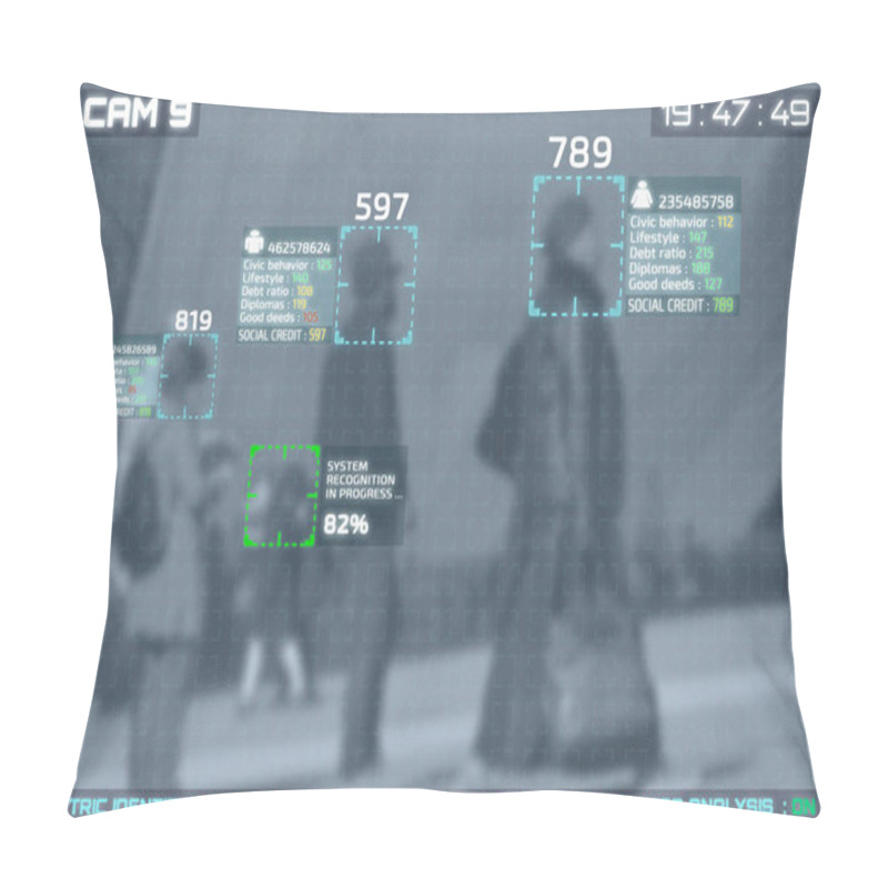 Personality  Screen Of Cctv Cameras With Facial Recognition And Social Credit Display Pillow Covers