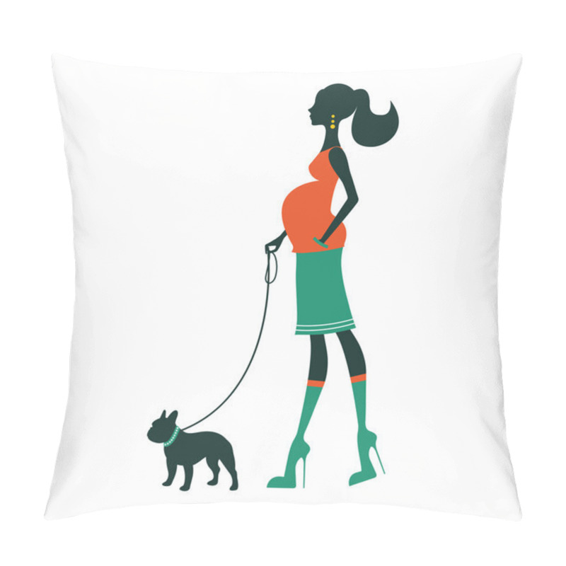 Personality  Beautiful Woman Silhouette With French Bulldog Pillow Covers