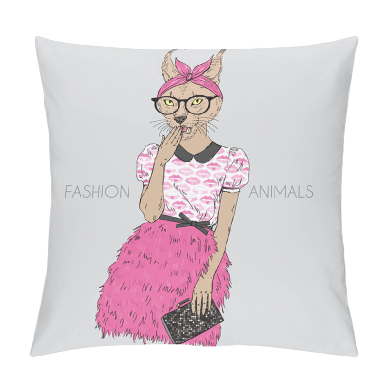 Personality  Cute Hipster Cat Girl Pillow Covers