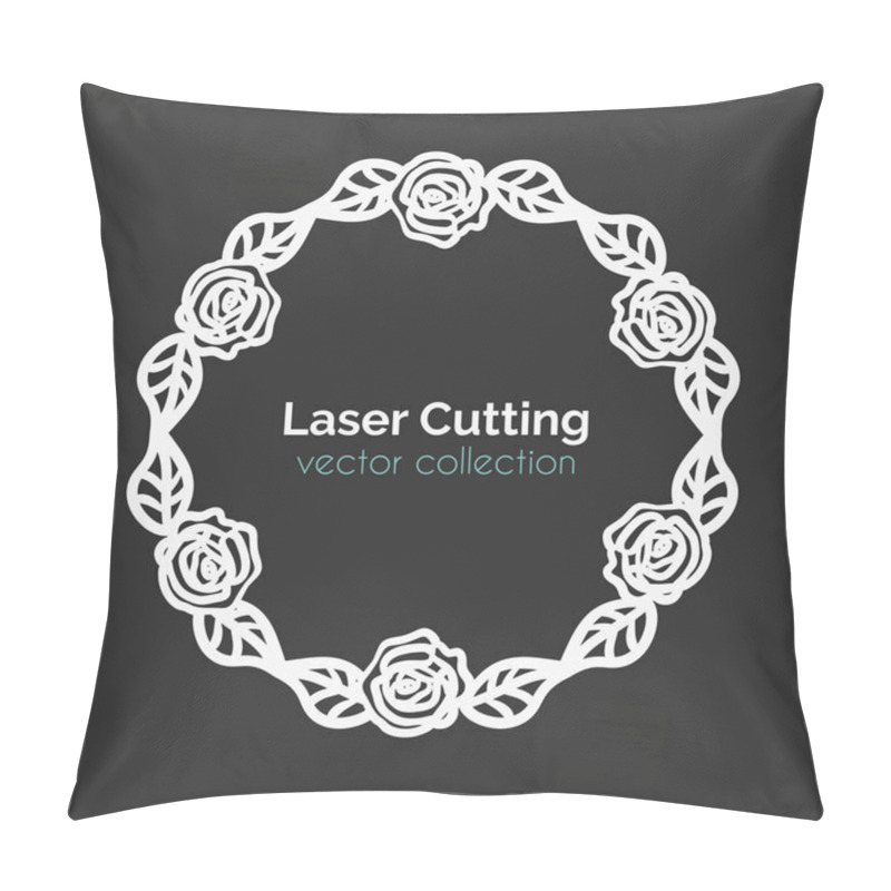 Personality  Laser Cutting Template. Round Card With Roses. Pillow Covers