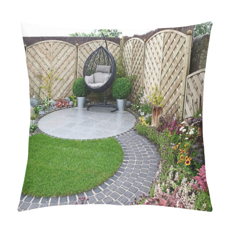 Personality  An Urban Garden  Based On Flowing Curves Around A Patio Area And Hanging Seat Pillow Covers