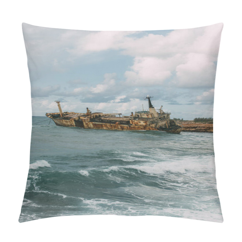 Personality  Weathered Ship In Blue Water Of Mediterranean Sea Pillow Covers