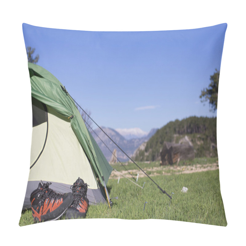 Personality  Camping In The Mountains On A Sunny Day. Pillow Covers