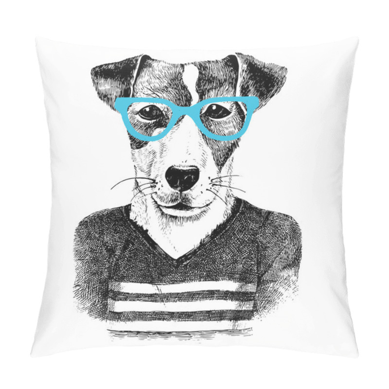 Personality  Dressed Up Dog In Hipter Style Pillow Covers