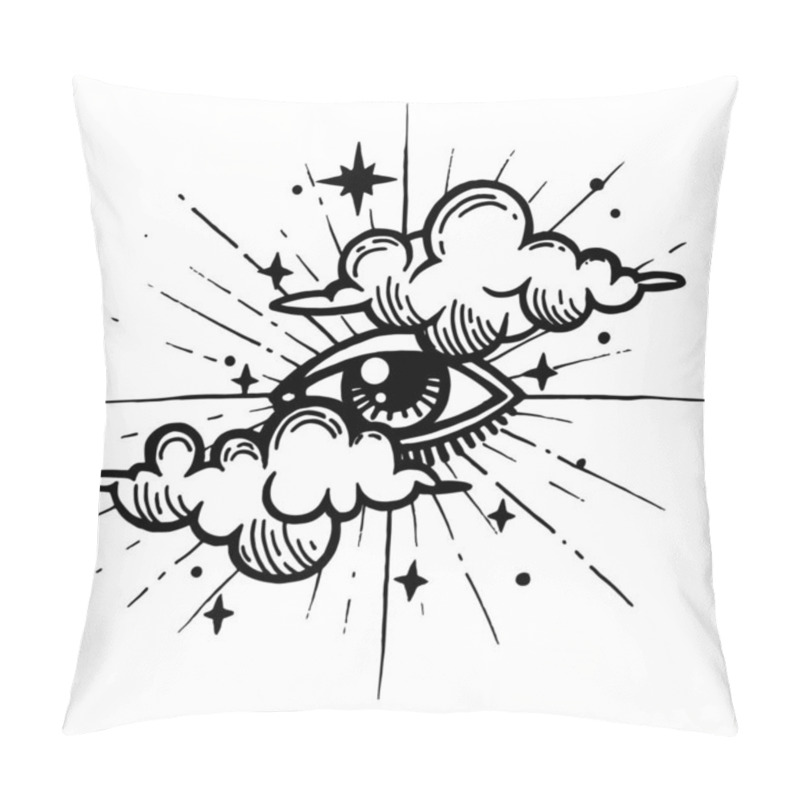 Personality  Eye Of Providence. Masonic Symbol. All Seeing Eye With Clouds. Pillow Covers