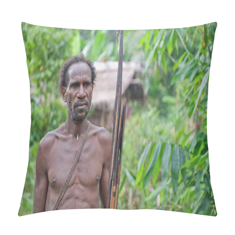 Personality  Korowai Man Hunter With Arrow And Bow Pillow Covers