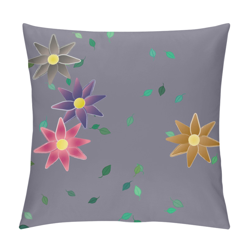 Personality  Vector Illustration Of Summer Flowers Petals With Leaves, Botanical Background Pillow Covers