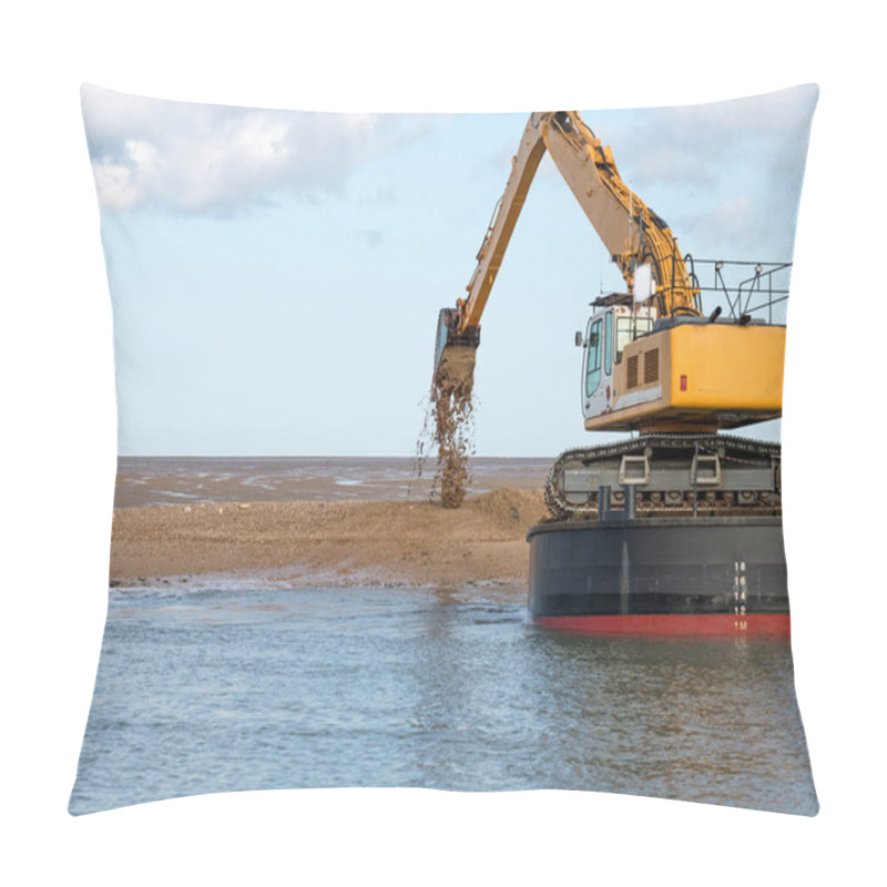 Personality  Barge Mounted Dredger Digging Out A Coastal Channel Pillow Covers