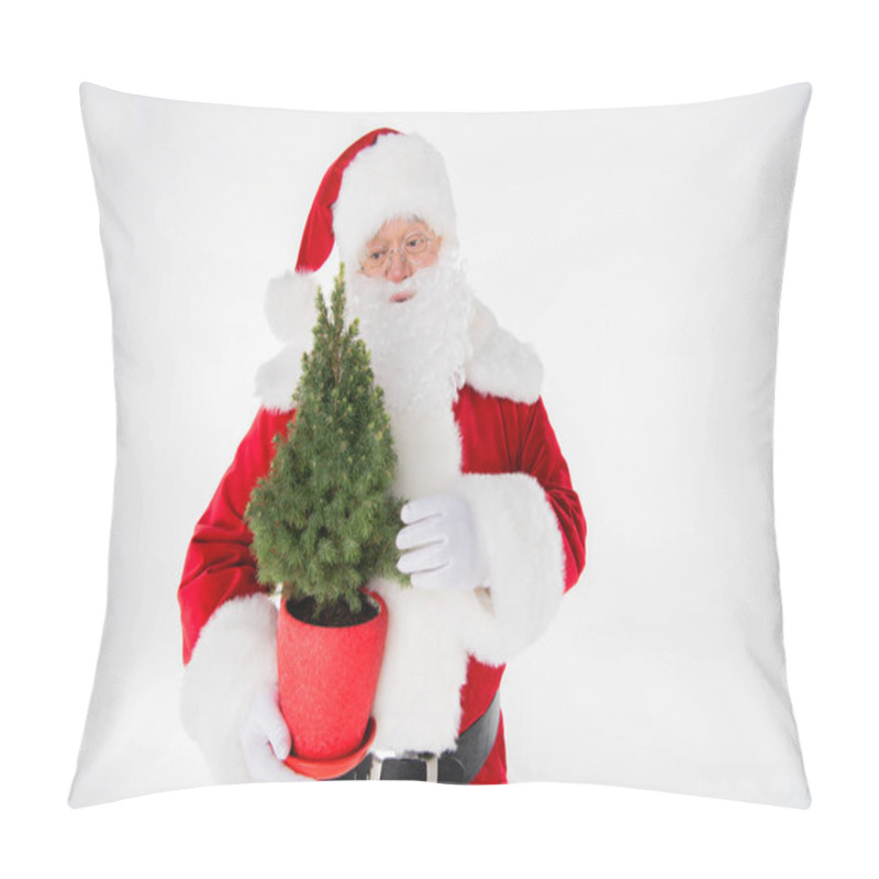 Personality  Santa Claus With Fir Tree In Pot Pillow Covers