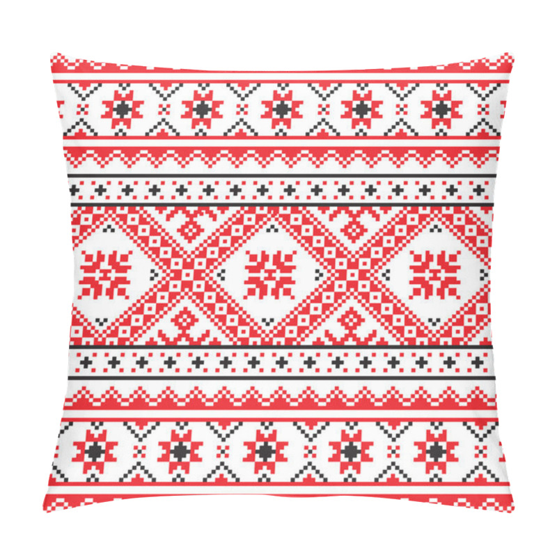 Personality  Traditional Folk Knitted Red Emboidery Pattern From Ukraine Pillow Covers