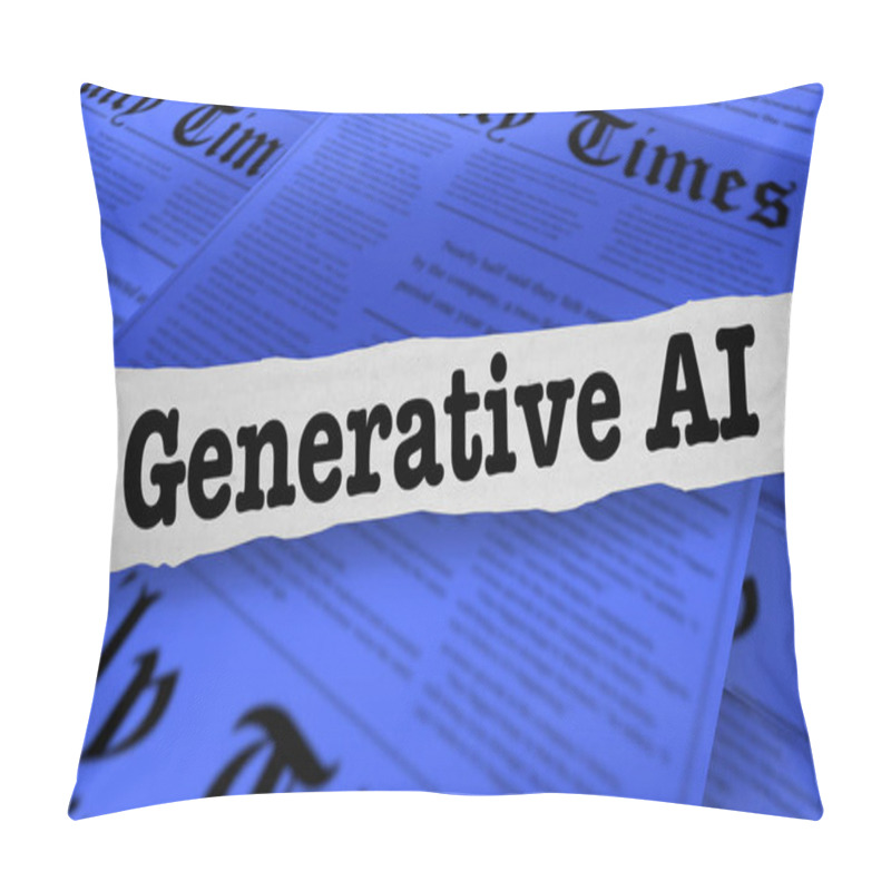 Personality  Generative AI News Paper Headlines Artificial Intelligence Chat 3d Illustration Pillow Covers