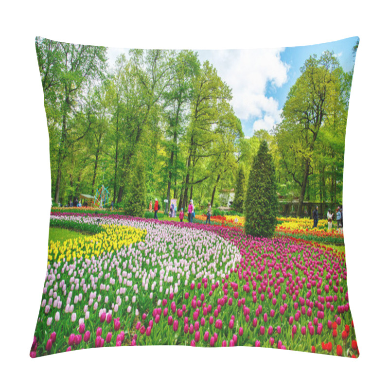 Personality  ST PETERSBURG, RUSSIAN FEDERATION - JUNE 01, 2017: Traditional Tulip Festival In Central Park. Pillow Covers