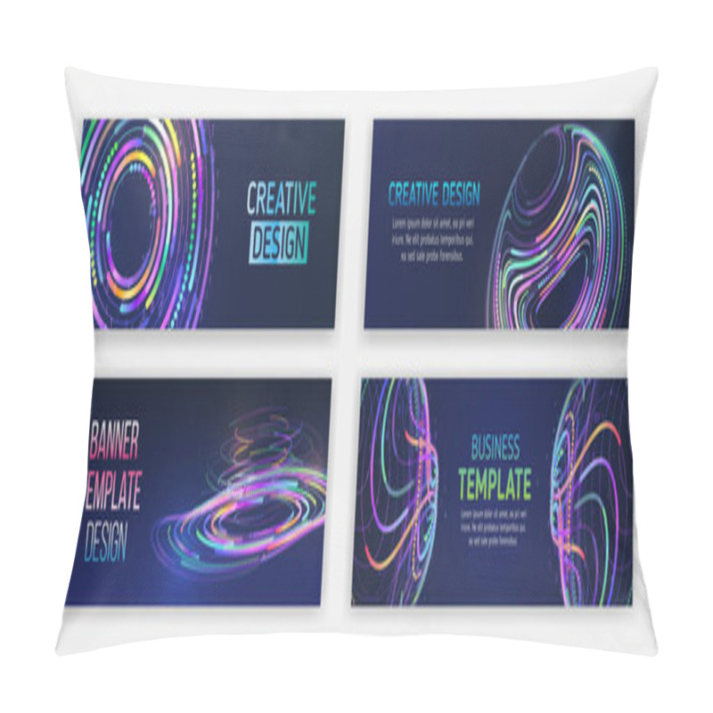 Personality  Big Data Futuristic Web Background. Visualization Of Data Arrays, Databases. Information Flow, Sorting. Set Of Hi-tech Banner Templates For Websites. Abstract Social Media Cover Design. Pillow Covers