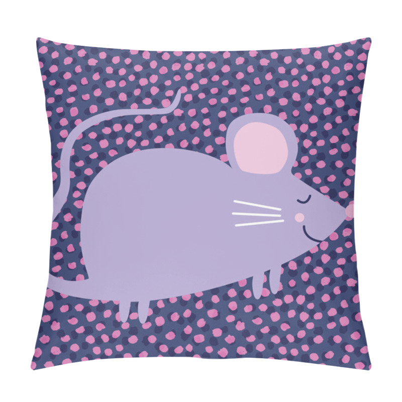 Personality  Cute Mouse Illustration With Spots. Vector Illustration Pillow Covers