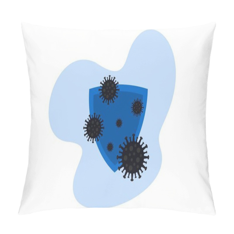 Personality  Vector Illustration Protective System Immune In The Human Body. Shield And Virus Vector Icon. Flat Design. Pillow Covers